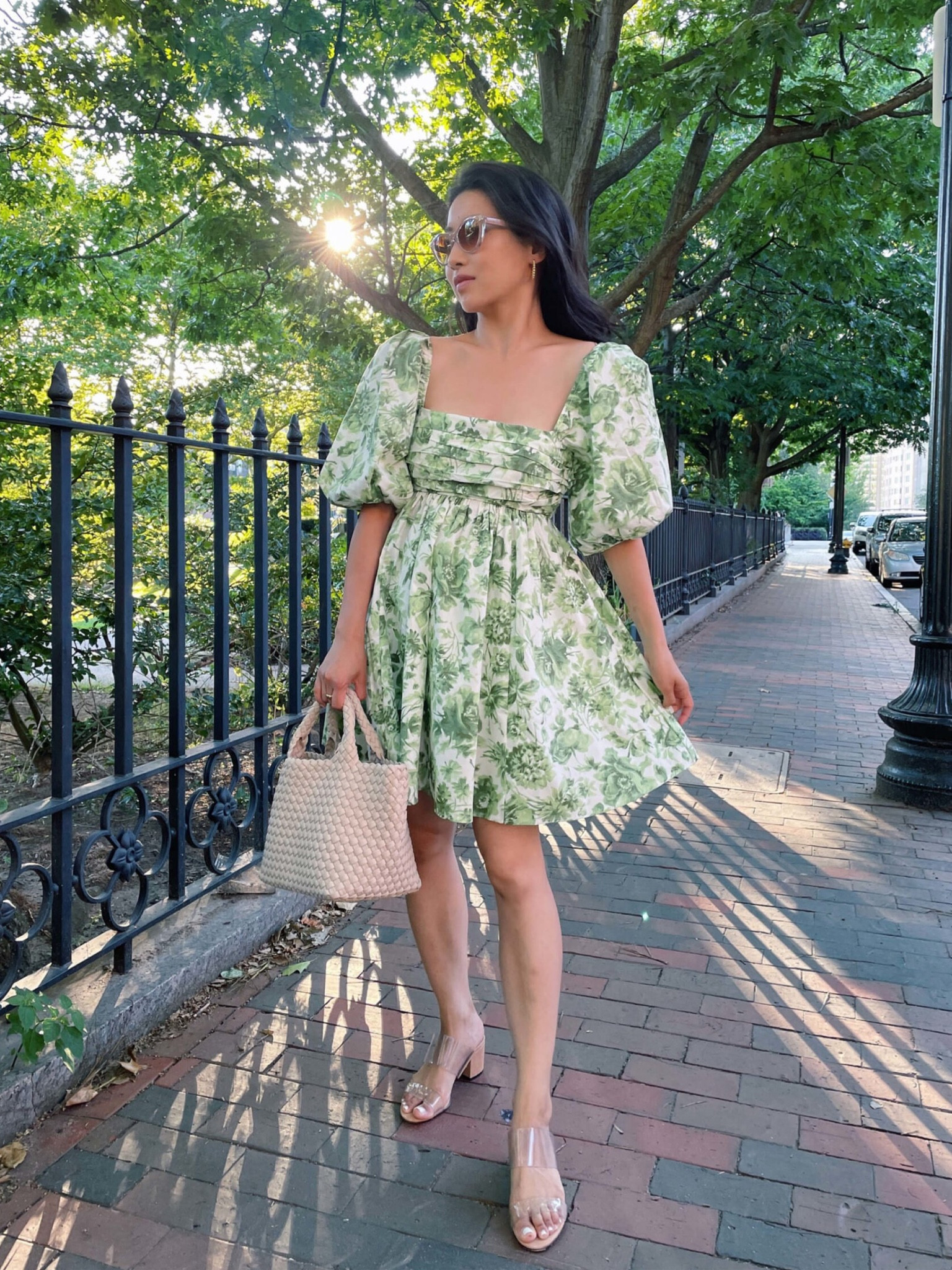 Abercrombie’s spring sale - 20% off site wide with code AFLTK

• Emerson puff sleeve mini dress in green pattern xs petite - love the pockets, babydoll cut with full skirt and structured sleeves. 

I wear a pair of shorts underneath in case of a gust of wind. I can do xxs petite or Xs petite in this , but went to Xs for a little more length 

• Schutz clear sandals 5.5

• Naghedi bag - one of my favorite bags, it’s chic but practical, and modern but not too trendy. 

• Edited pieces earrings (editedpieces.com)

#petite spring Easter brunch outfits 

#LTKSeasonal #LTKSpringSale #LTKfindsunder100