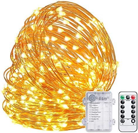 TingMiao Fairy Lights 33ft 100 LED String Lights Battery Operated with Remote Waterproof Copper W... | Amazon (US)
