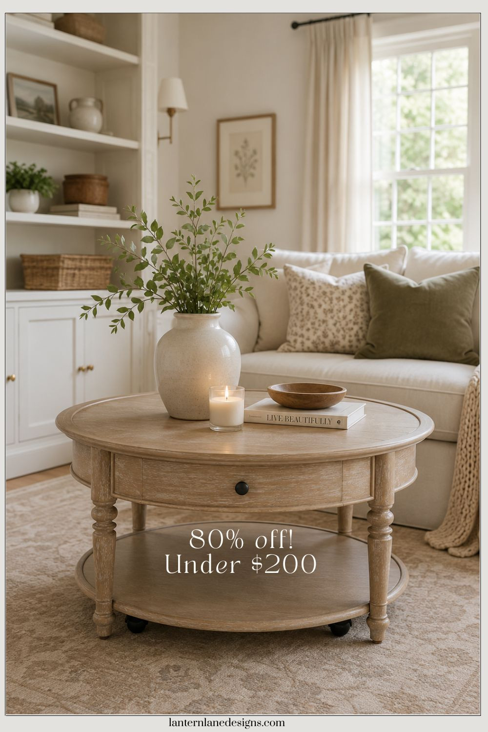 Looking for a coffee table that brings warmth and style to your living room? This beautiful round wood coffee table is the perfect addition to a modern cottage, farmhouse, or cozy neutral home. Currently on crazy sale! 

 #LTKHome #LTKSaleAlert