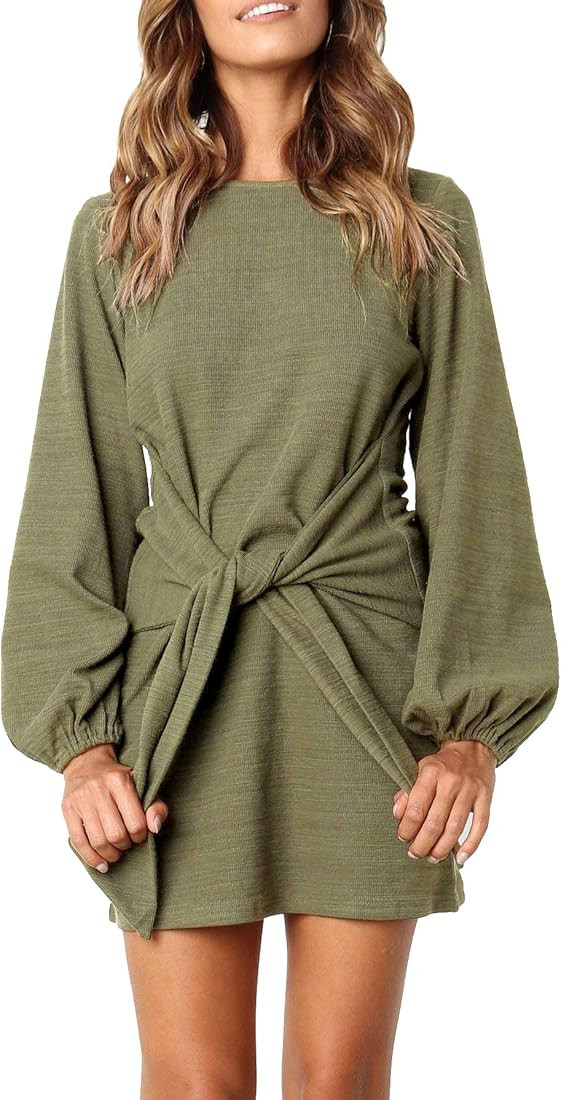 R.Vivimos Women's Autumn Winter Cotton Long Sleeves Elegant Knitted Bodycon Tie Waist Sweater Pen... | Amazon (US)