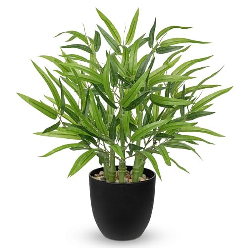 GnFlus Artificial Bamboo in Black Potted Fake Bamboo Plant-Faux Tree in Pot for Farmhouse Home Living Room Desk Indoor Outdoor Shelf Office Decor | Amazon (US)