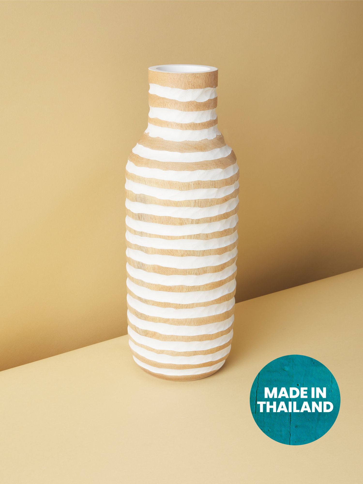 16in Wood Striped Decorative Vase | Decorative Objects | HomeGoods | HomeGoods