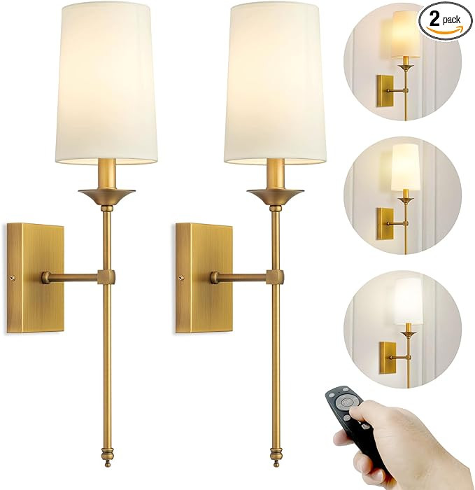 TERLEENART Rechargeable Battery Operated Wall Sconces Set of 2, Modern Mid Century Candlestick St... | Amazon (US)