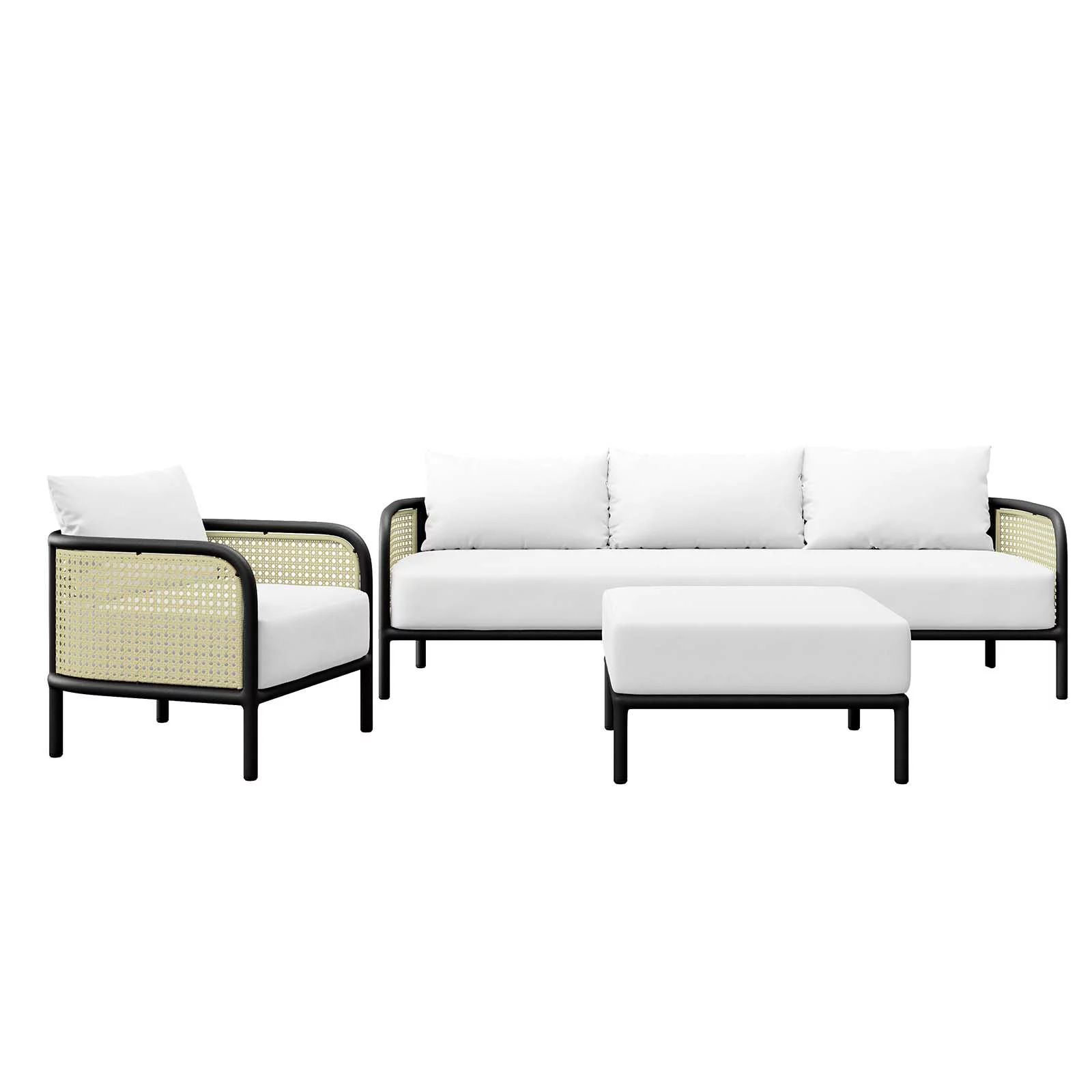 Modway Hanalei 3-Piece Outdoor Patio Furniture Set in Ivory White | Walmart (US)