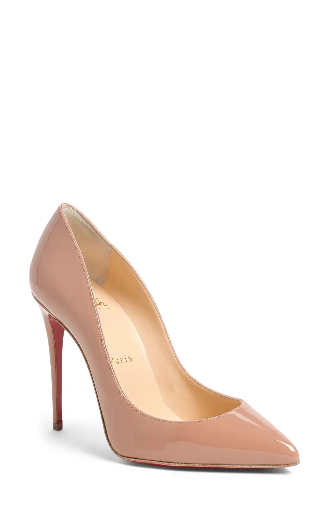 Christian Louboutin Pigalle Follies Pointed Toe Pump in Nude Patent at Nordstrom, Size 13Us | Nordstrom