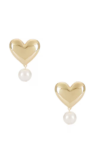 Heart Stud With Pearl Earrings in Gold | Revolve Clothing (Global)