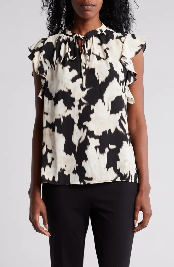 Ruffle Sleeve Tie Neck Top | Nordstrom Rack