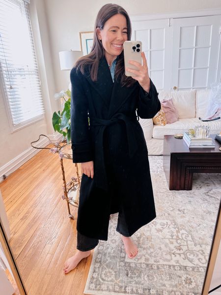 Classic wide lapel black wool coat. Wearing size XXS. Size down!

Mango coat. 

#LTKstyletip