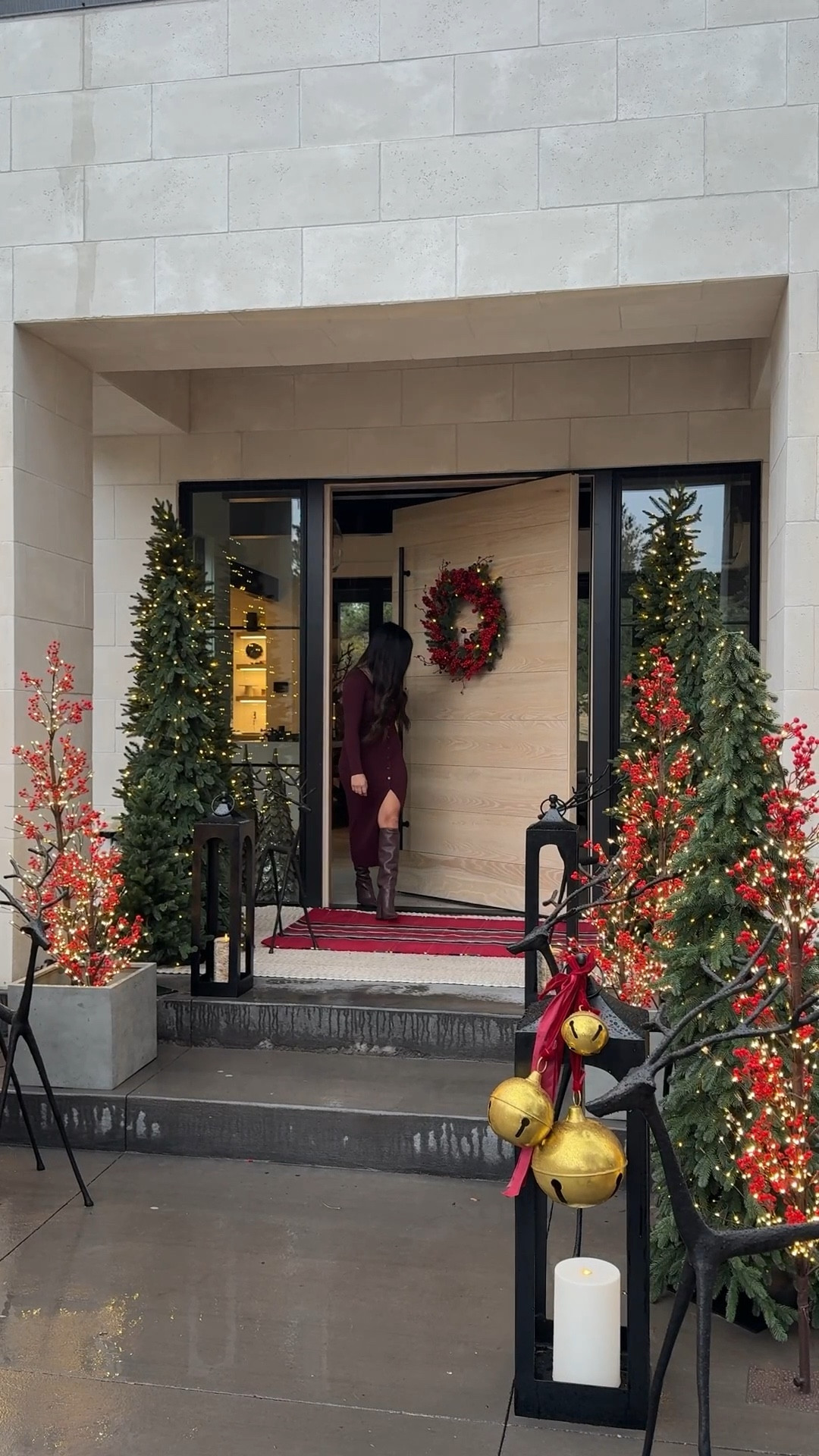 A Christmas moment on the front porch! The red berry twig trees are the perfect pop of red! I added some extra height in the background by styling the pencil trees in the Mission planters. So happy with how the Christmas front porch turned out!

#LTKSeasonal #LTKHome #LTKHoliday
