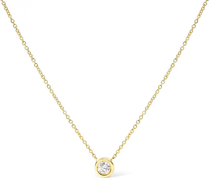 10K Yellow Gold 1/3 Carat Diamond Modern Bezel-Set Solitaire Pendant Necklace | Nordstrom