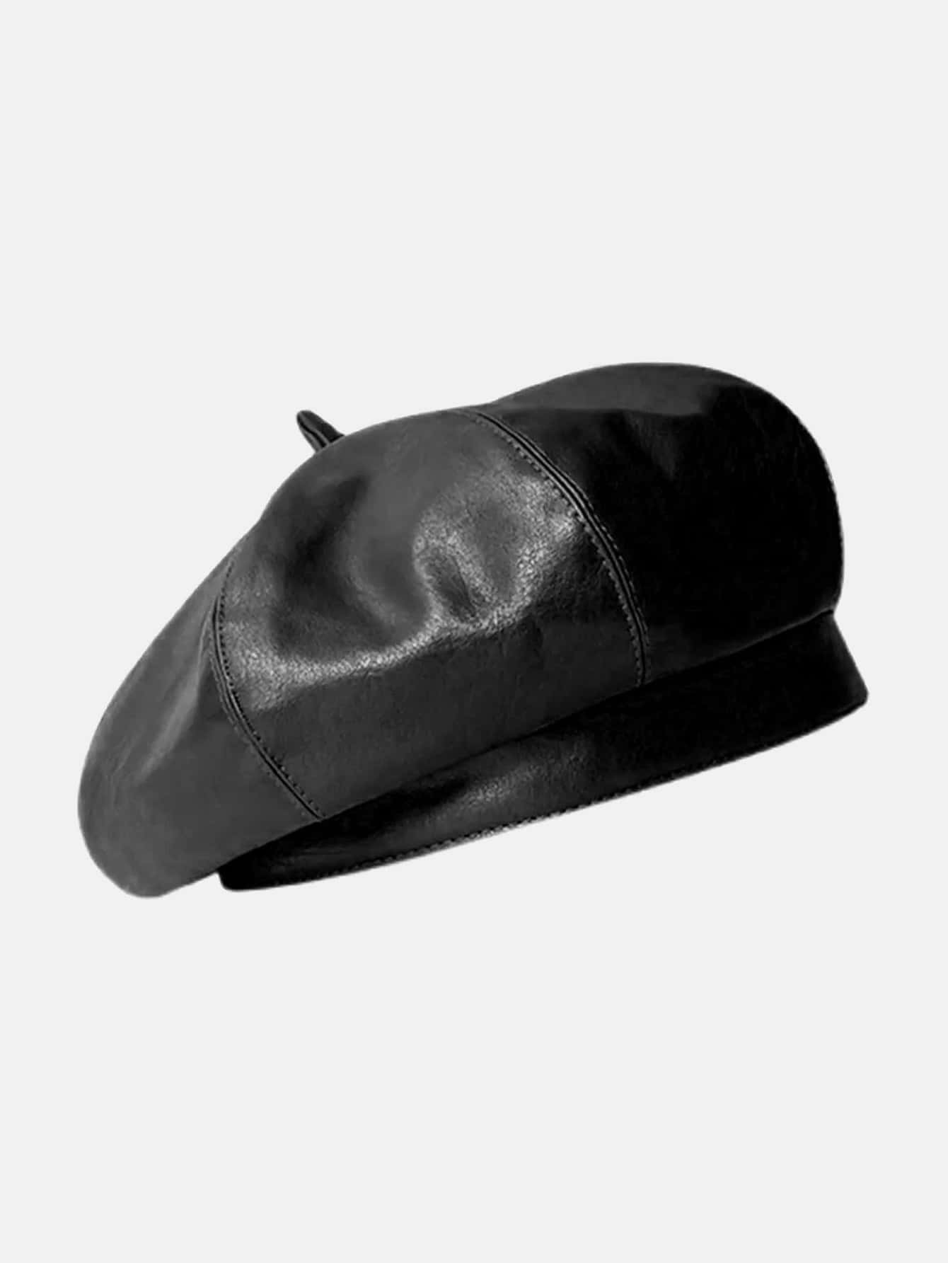 Solid PU Polyurethane Beret | SHEIN