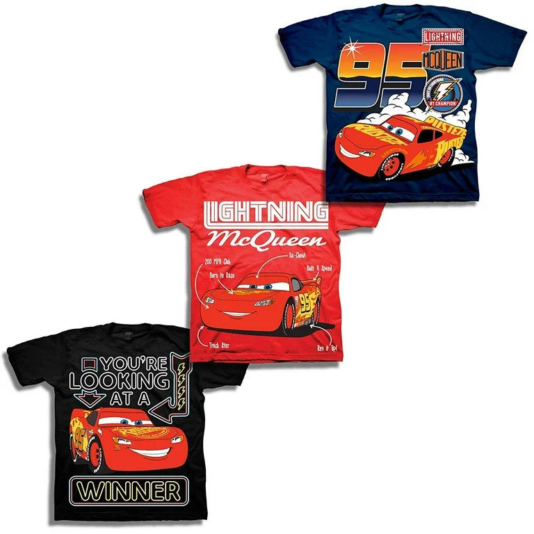 Disney Boys Cars Lightning McQueen Shirt - 3 Pack Lightning McQueen Tees (3T) - Walmart.com | Walmart (US)