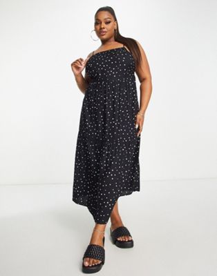 Esmee Plus Exclusive beach maxi summer dress with tiered detail in black polka dot | ASOS (Global)