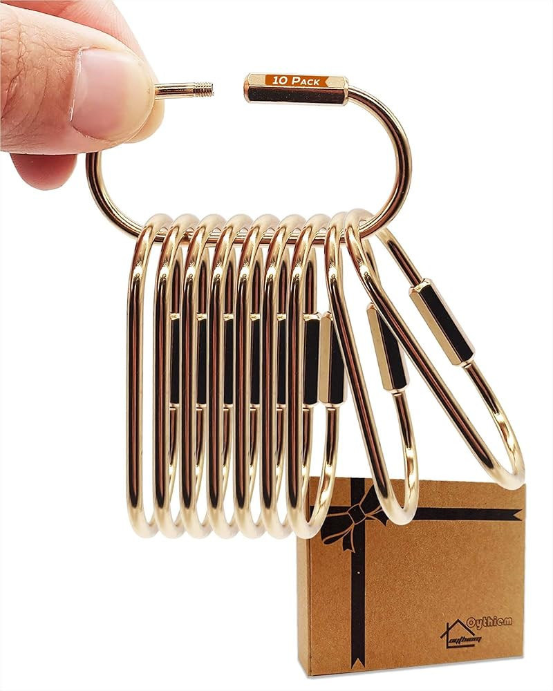 Premium Brass Keychain-Gold Key Ring Gold Carabiner Clip with Secure Locking Screw Design, Brass ... | Amazon (US)