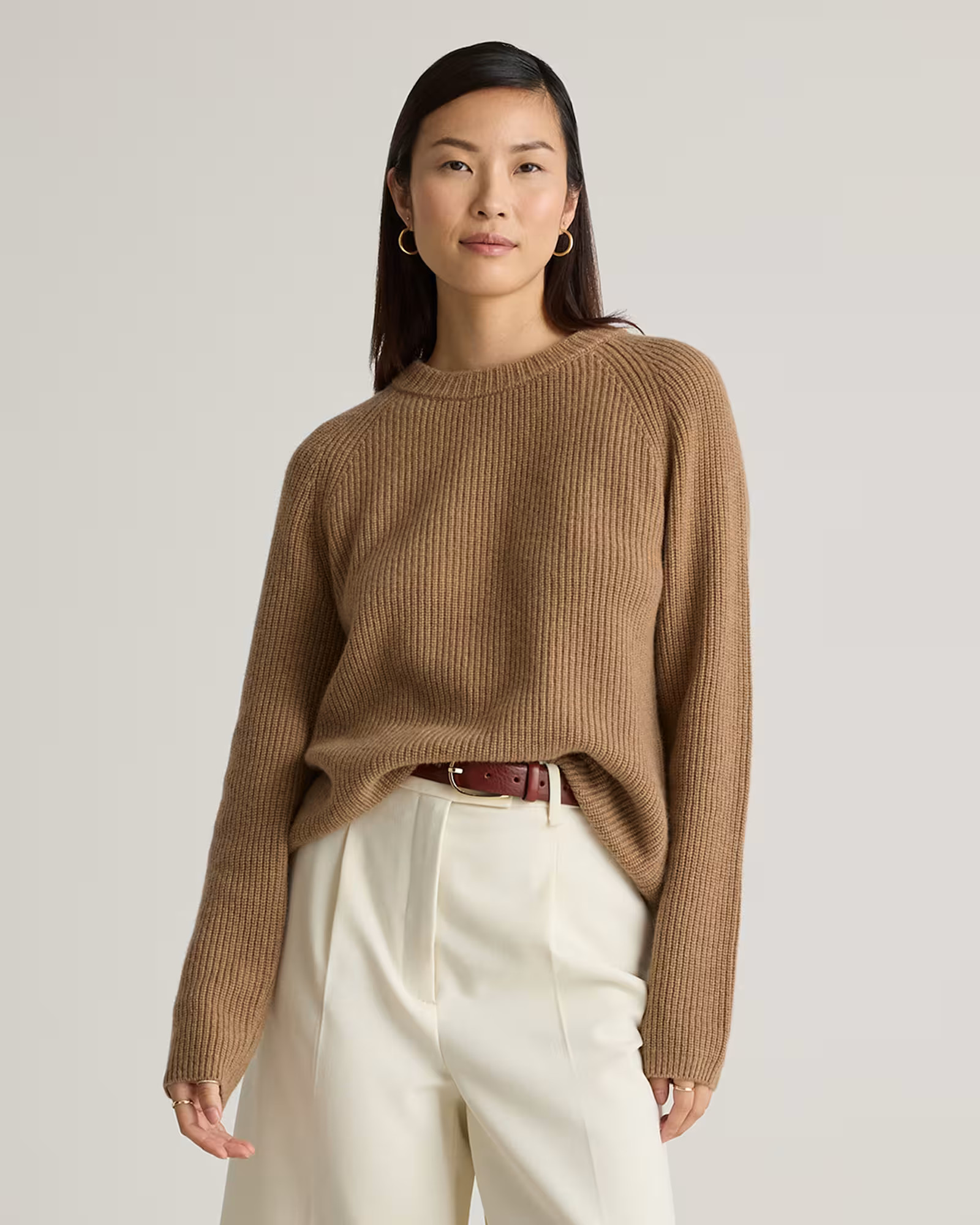 Mongolian Cashmere Fisherman Crewneck Sweater in Teak | Quince