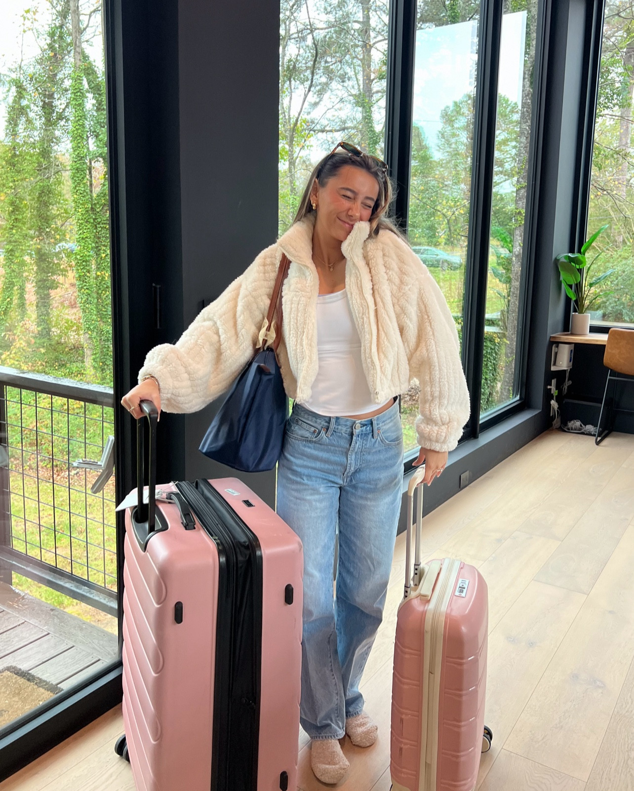 wearing size 24 for jeans and top in a small! my jacket is not out yet👀