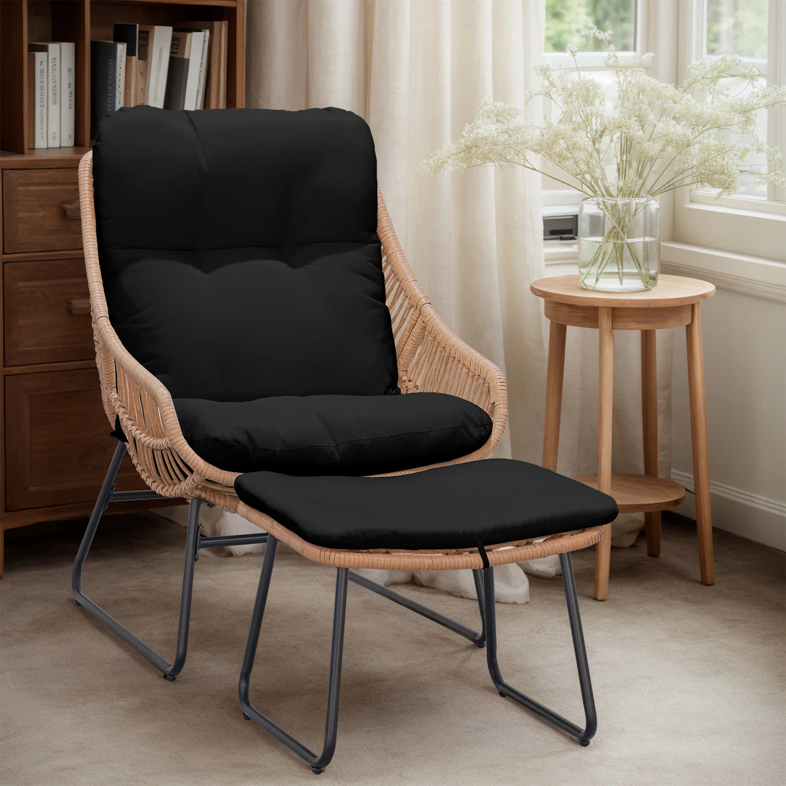 Allexis Wicker Outdoor Lounge Chair with Ottoman | Wayfair North America