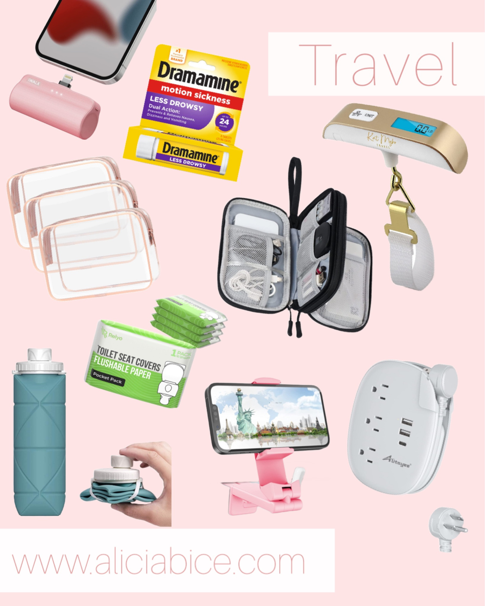 I rounded up some travel essentials for y’all! My favorite is probably the phone charger! It’s perfect for charging your phone while still being able to use it. Comes in other colors  

#LTKSeasonal #LTKunder50 #LTKtravel