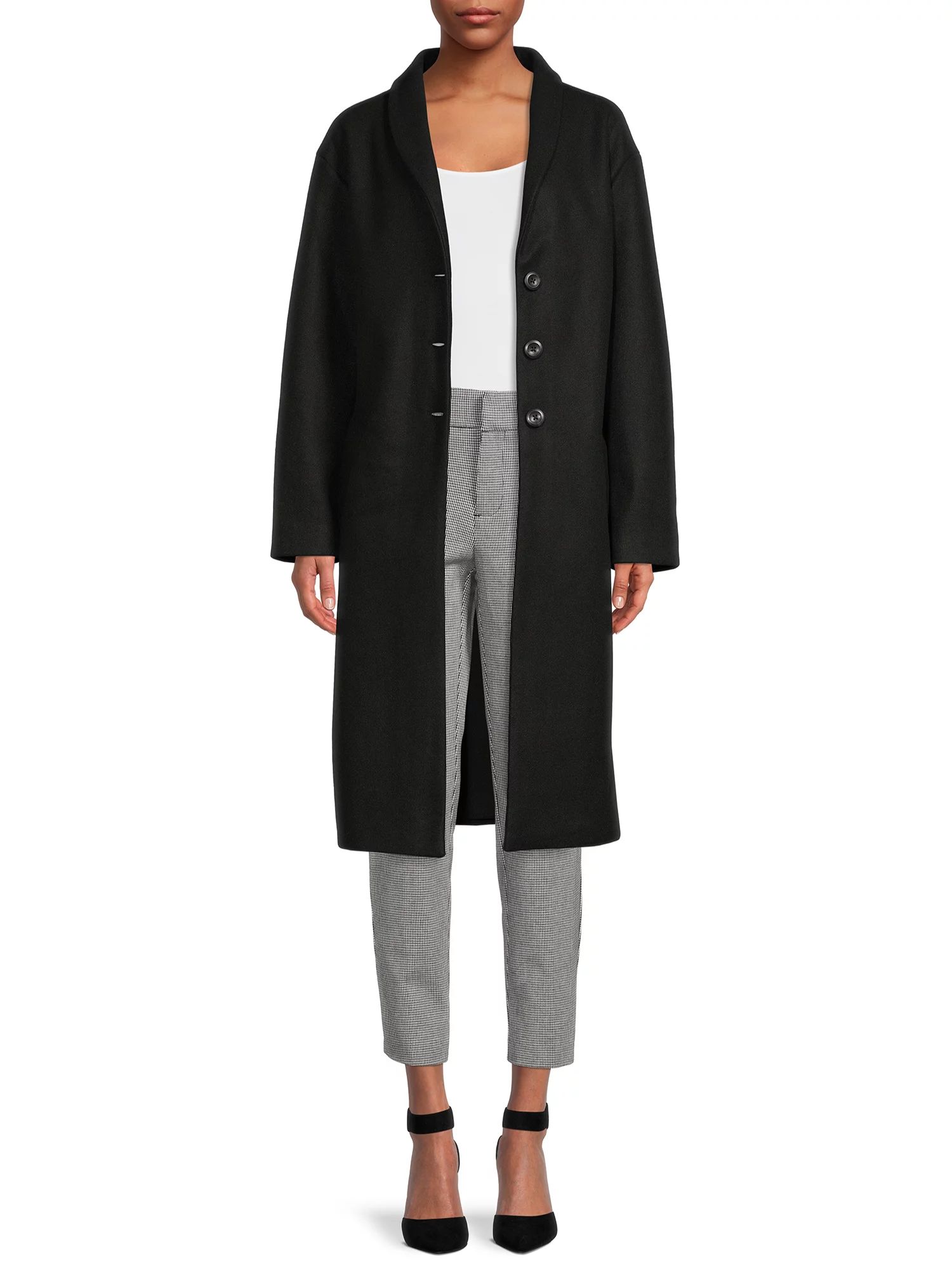 Time and Tru Women's and Plus Size Shawl Collar Coat | Walmart (US)