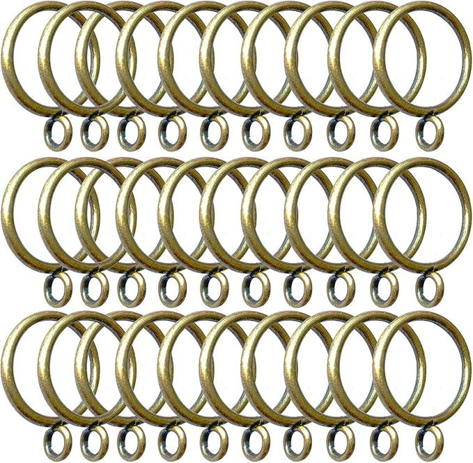 1.25 Inch Drapery Curtain Ring with Eyelet for Curtain Panels 30PCS Set (Antique Brass, 1.25" 30P... | Amazon (US)