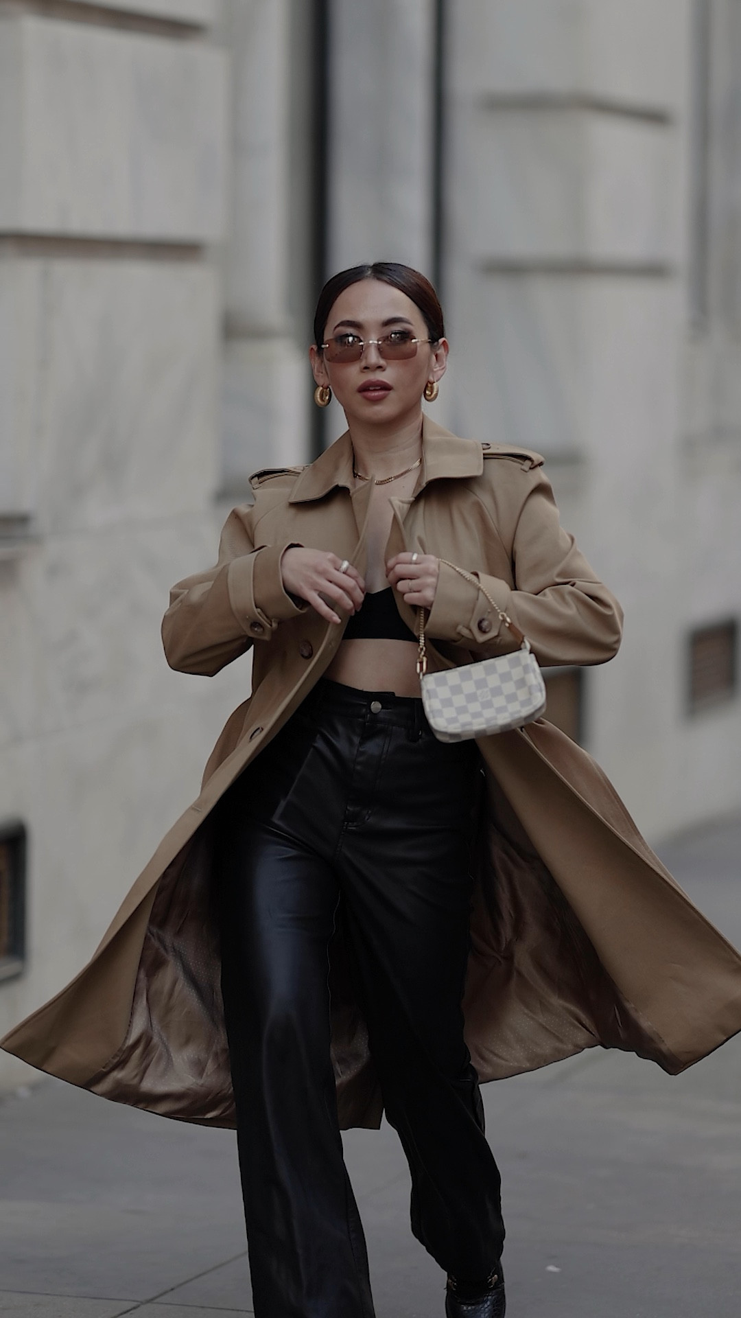 Spring transition outfit 🤎 trench coat, bralette, leather pants, gold accessories 

#LTKSeasonal #LTKVideo #LTKstyletip