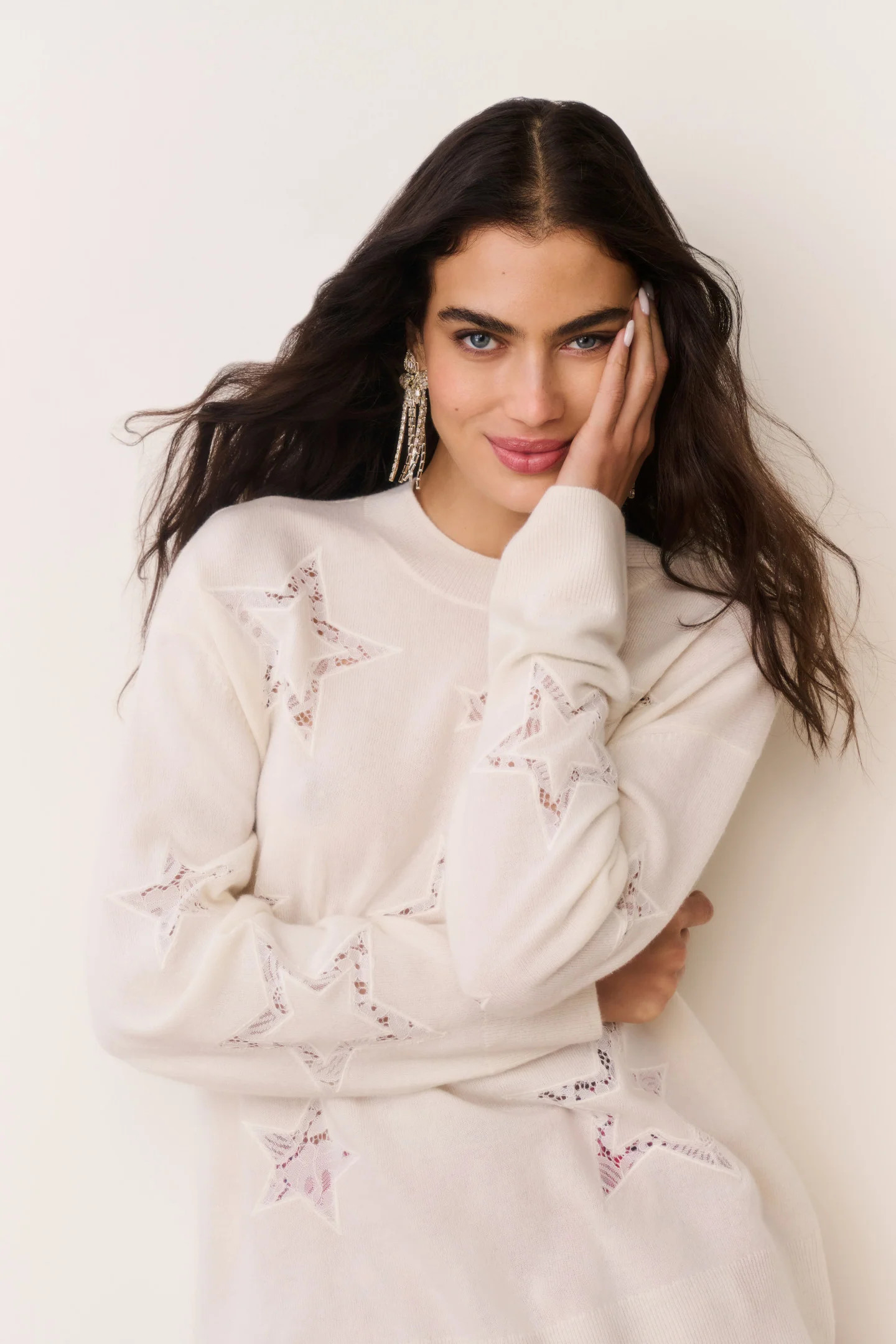 Westcott Wool-Cashmere Lace Star Pullover | LoveShackFancy