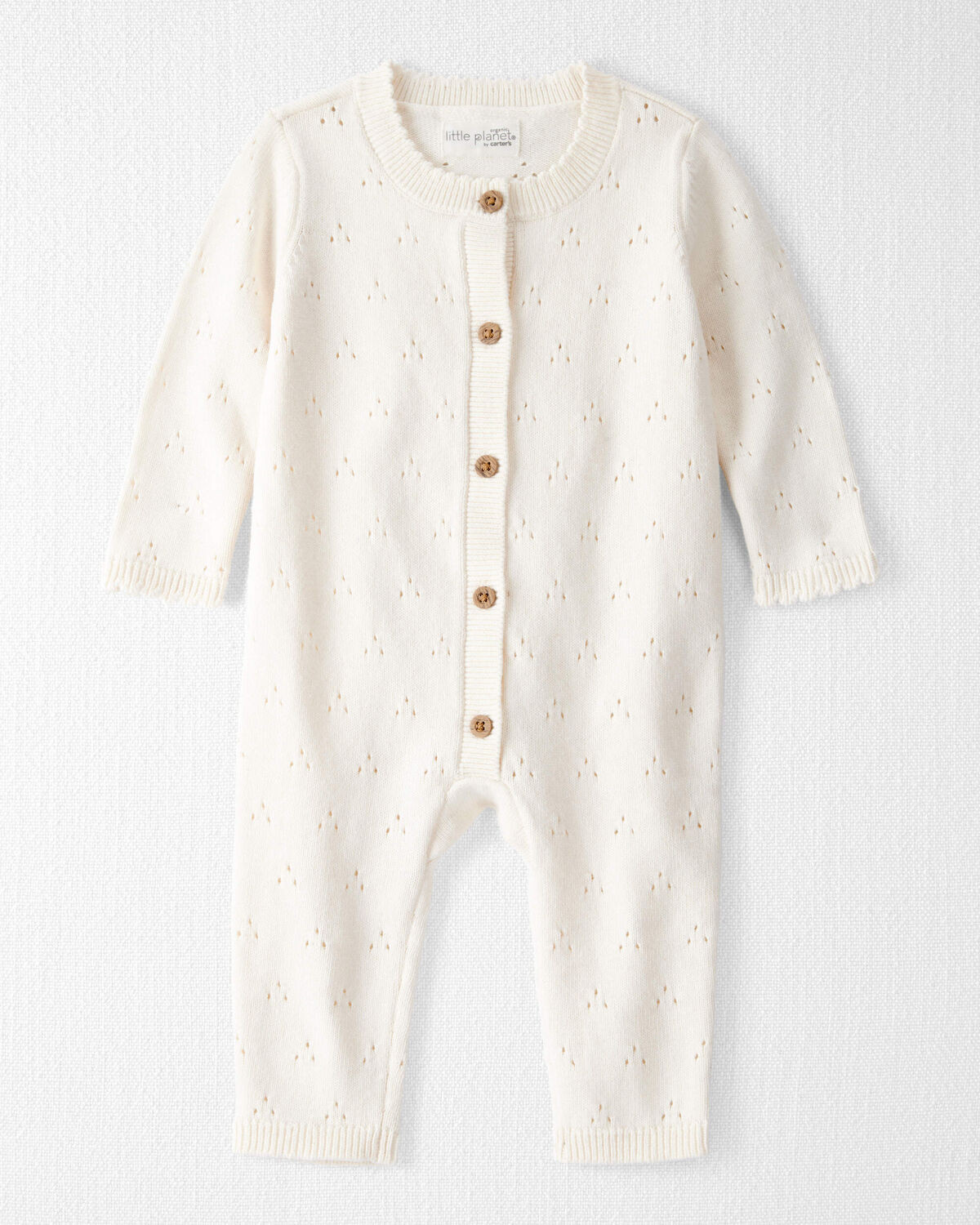 Baby Girl Organic Cotton Sweater Knit Pointelle Jumpsuit | Carter's Inc