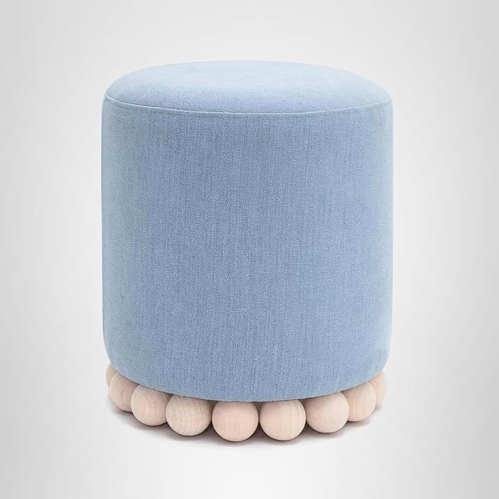 Tov Furniture Dex Faded Blue Upcycled Fabric Ottoman | Amazon (US)