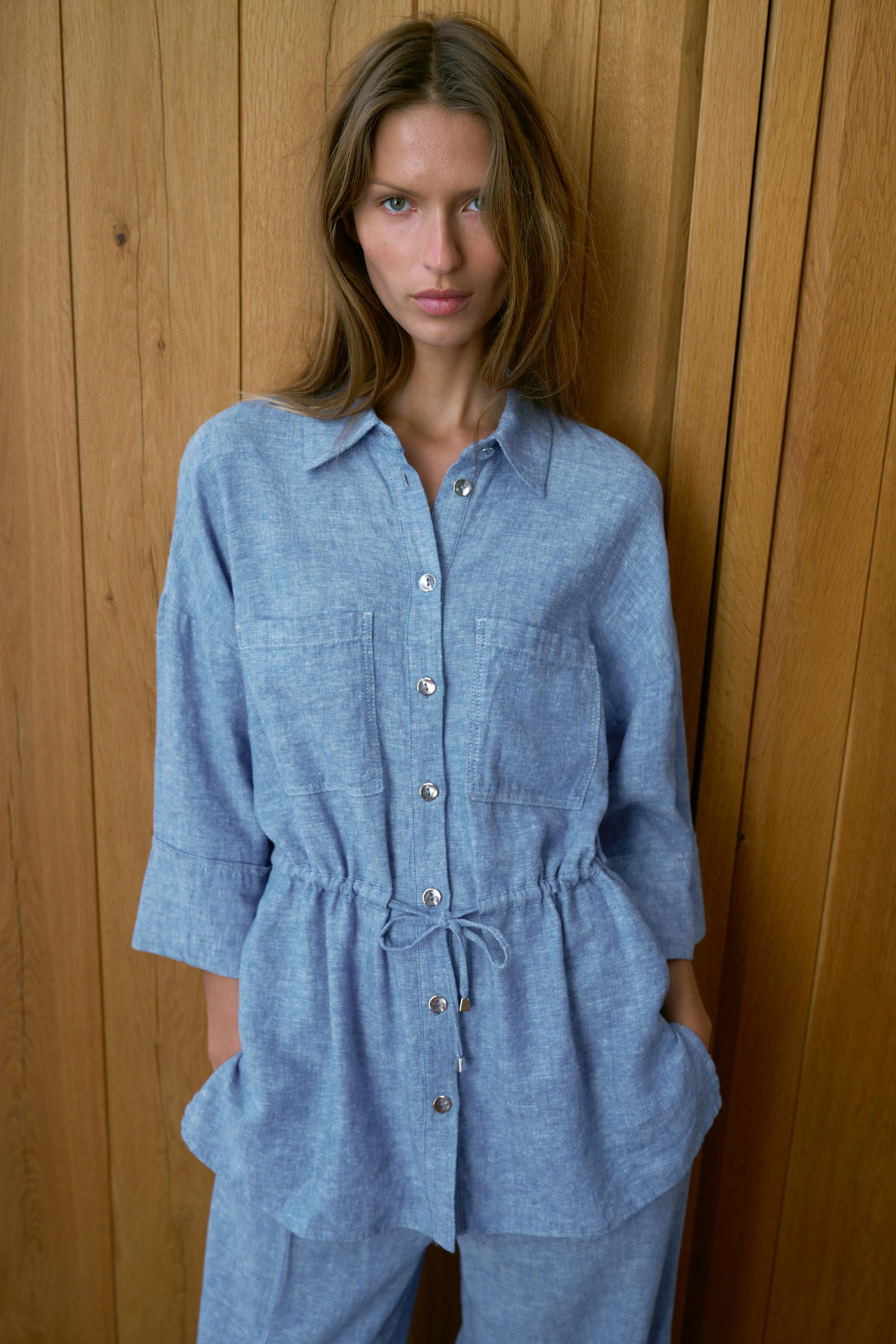 LINEN BLEND SAFARI SHIRT SET | Zara US