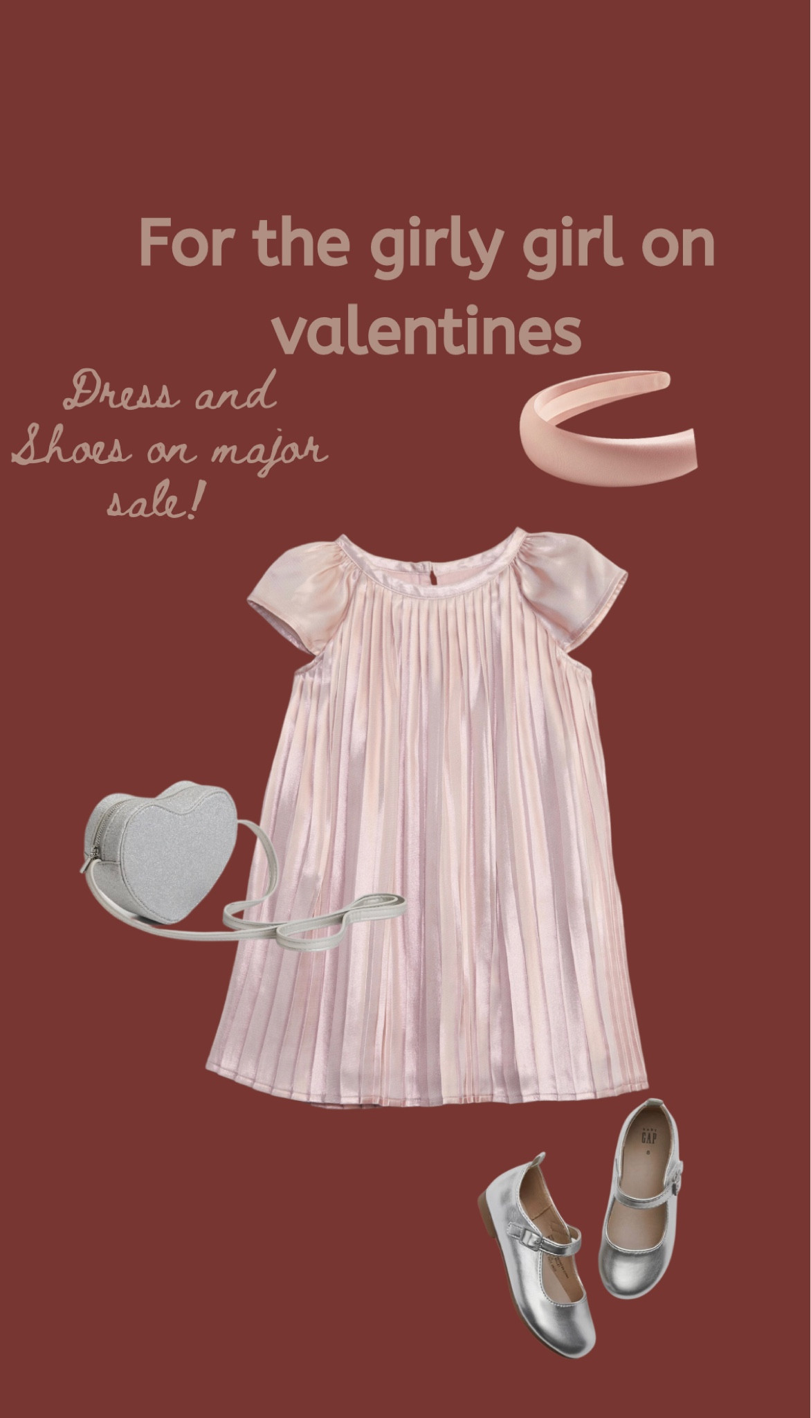 For the girly girly on Valentine’s Day pink metallic dress and silver shoes on major sale! Silver glitter heart purse and satin pink headband 

#LTKkids #LTKSeasonal #LTKsalealert