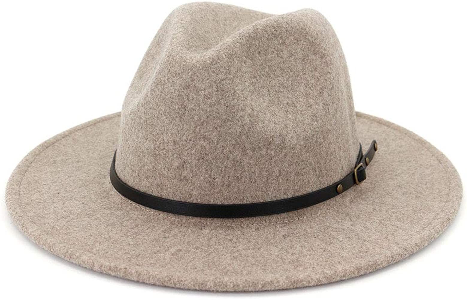 Lisianthus Womens Classic Wool Fedora with Belt Buckle Wide Brim Panama Hat | Amazon (US)