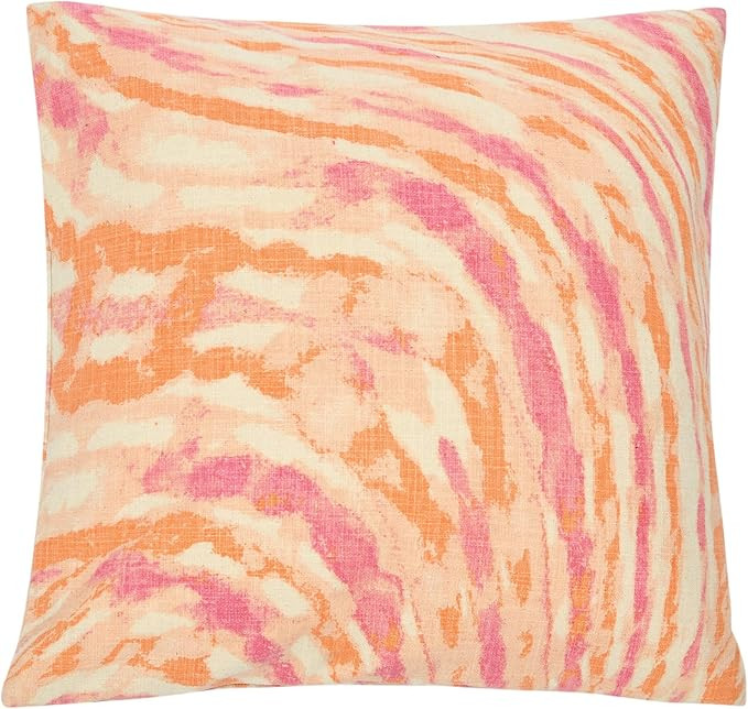 Creative Co-Op Cotton Slub Marble Printed Pillow, 20" L x 20" W x 2" H, Multicolor | Amazon (US)