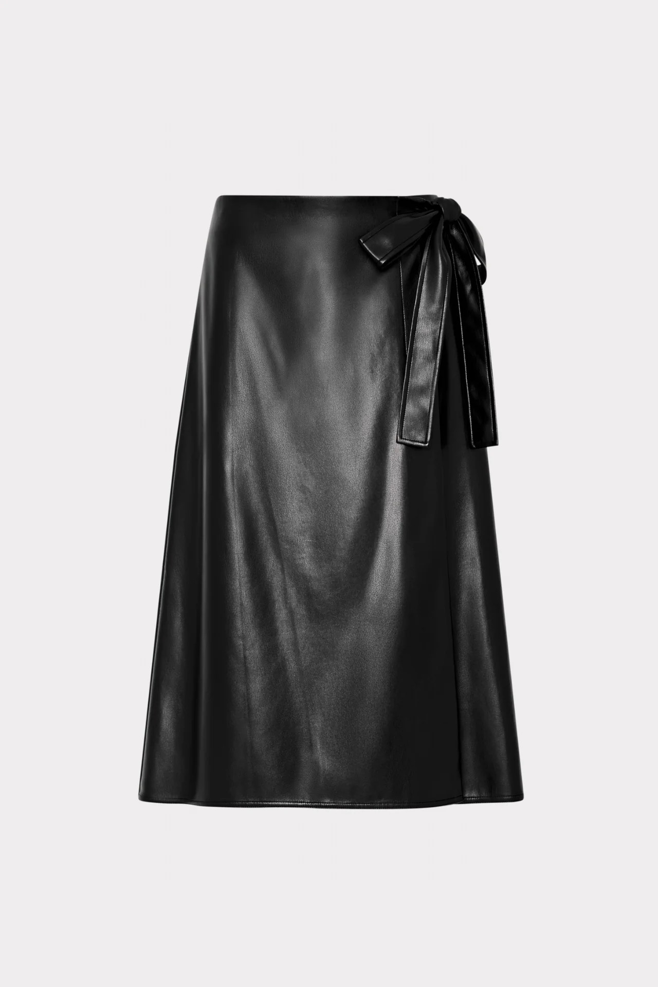 Vegan Leather Bow Midi Skirt | MILLY