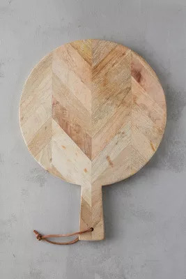 Herringbone Wood Round Board | Anthropologie (US)