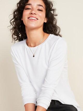 Luxe Crew-Neck Long-Sleeve Tee for Women | Old Navy (US)