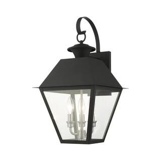 Livex Lighting Mansfield 3 Light Black Outdoor Wall Sconce 27218-04 - The Home Depot | The Home Depot