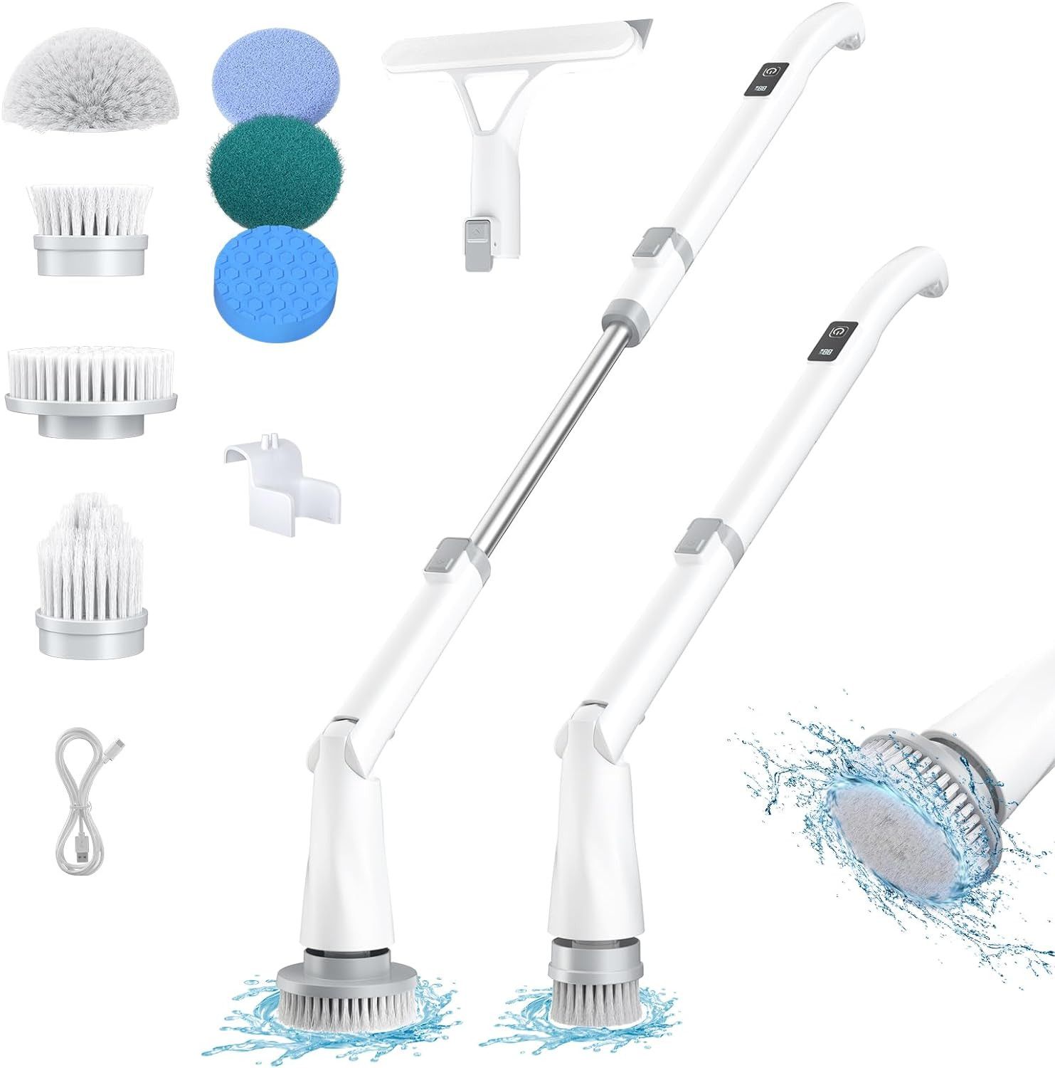 Electric Spin Scrubber, Electric Shower Scrubber with Long Handle Adjustable, 8 Replaceable Heads... | Amazon (US)
