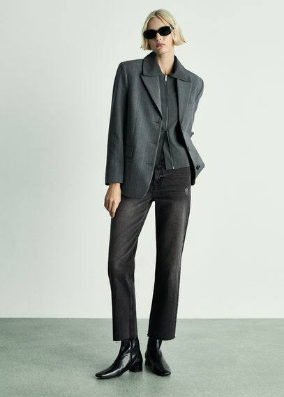 Blanca straight-fit cropped jeans black denim - Women - 1 - MANGO | Mango (US/MX/AU)