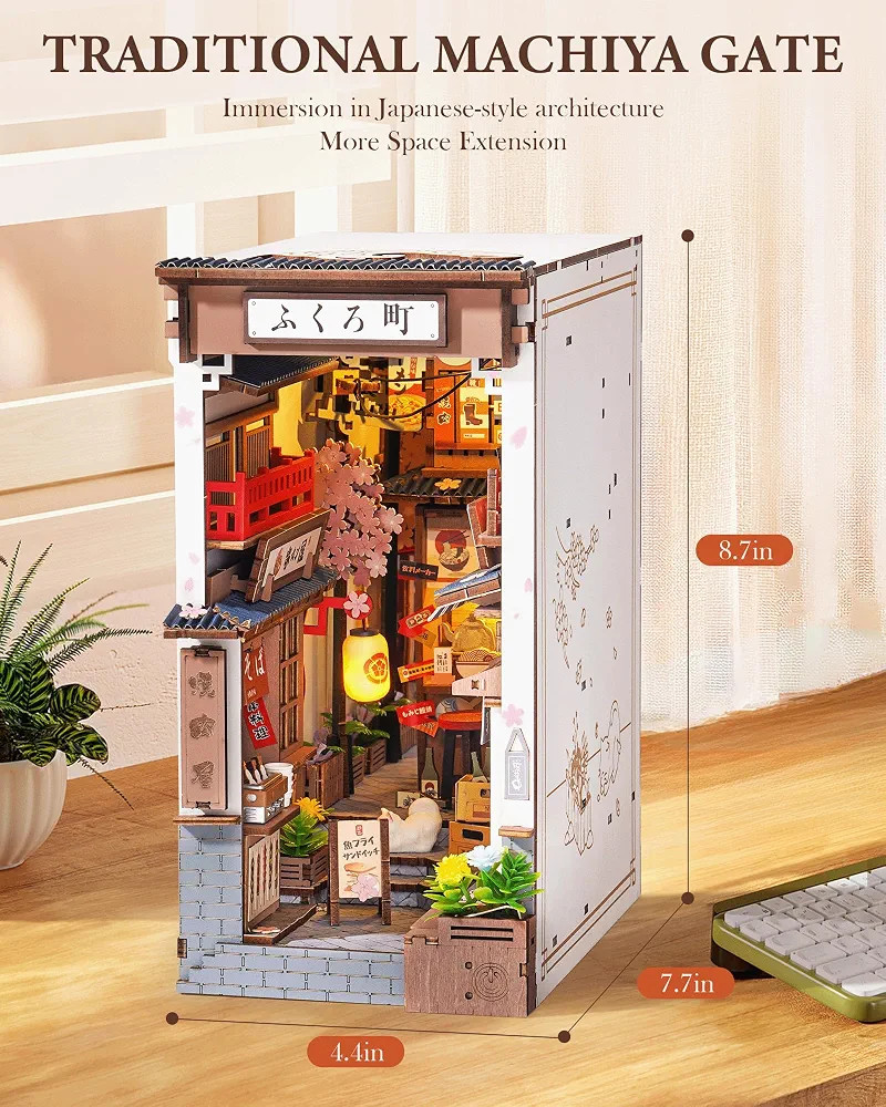 Rolife Book Nook Kit Sakura Wine Alley, 3D Wooden Puzzle Booknook for Bookshelf Decor, Japanese-I... | Amazon (US)