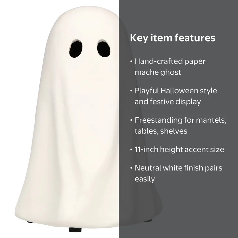 Paper Mache Ghost Decoration, White, 11", Halloween by Way To Celebrate | Walmart (US)