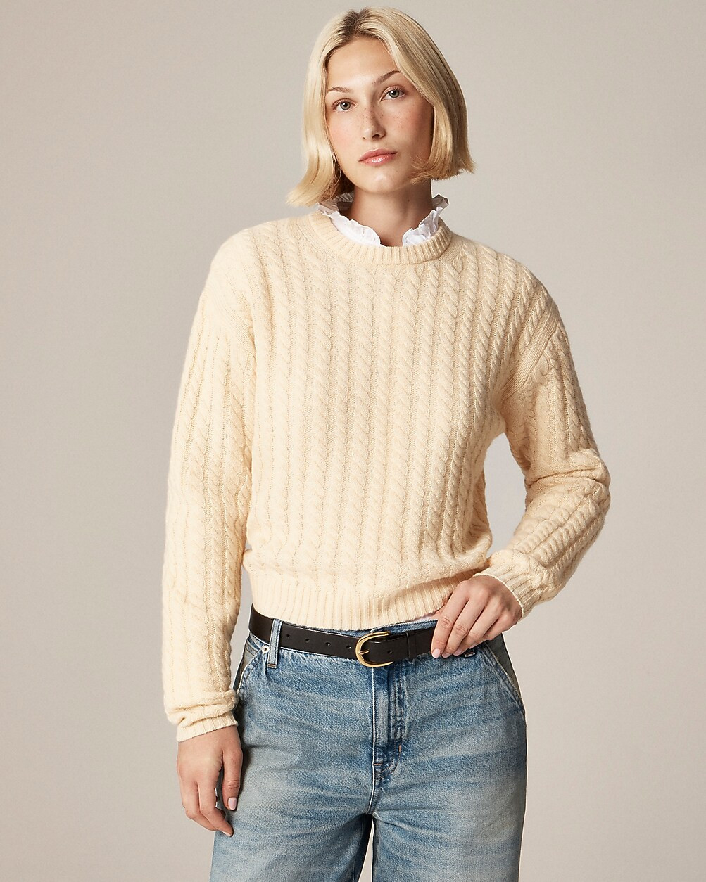 Perfect cashmere cable-knit crewneck sweater | J. Crew US