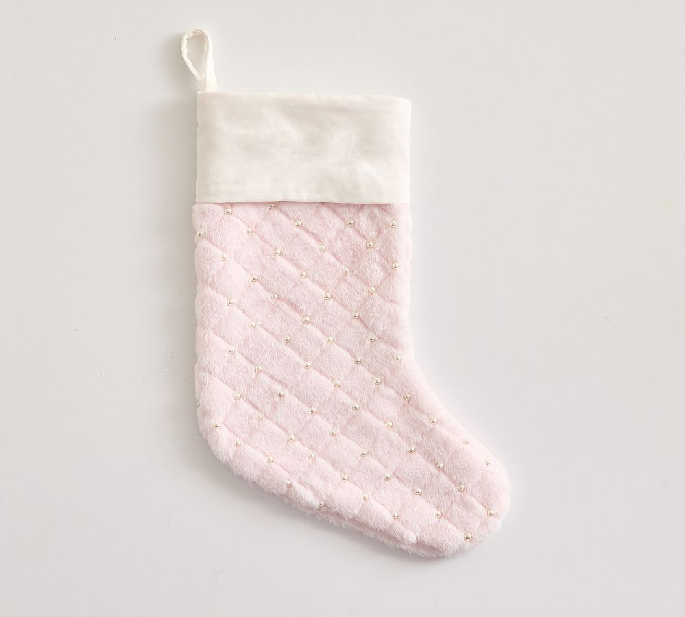 LoveShackFancy Diamond Fur Pearl Stocking Pink | Pottery Barn (US)
