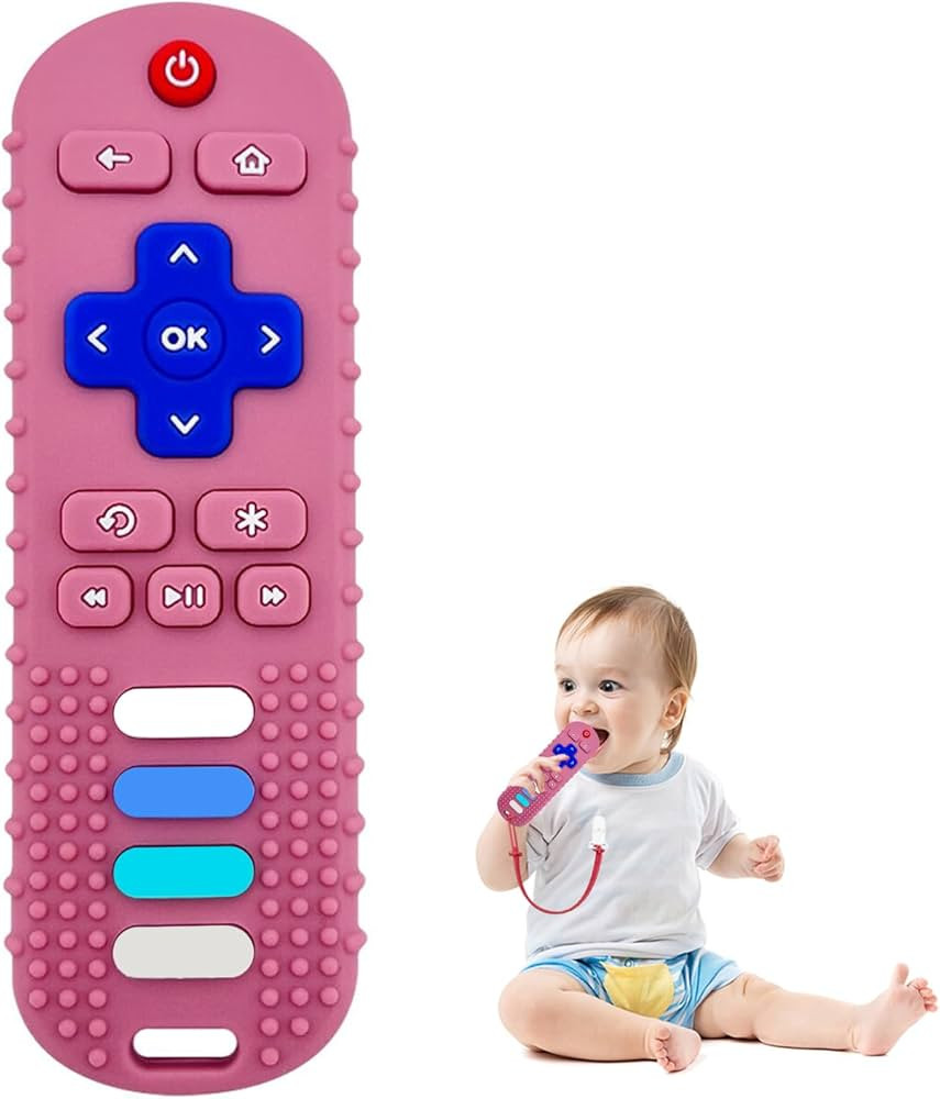 ROBBEAR Baby Teething Toys, Food Grade Silicone Teethers for Babies 3 6 12 18 Months, Fake TV Rem... | Amazon (US)