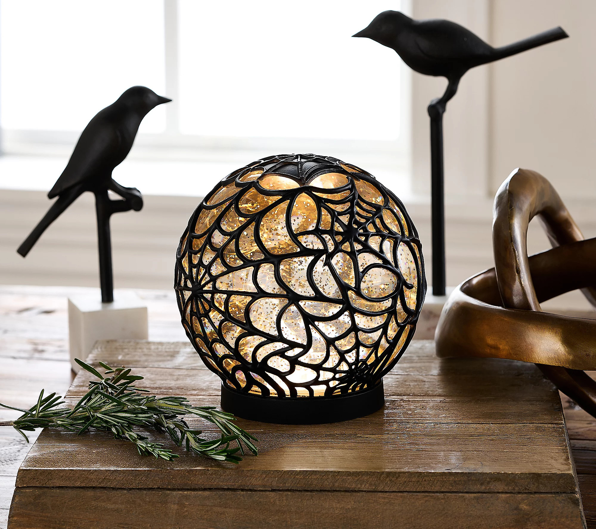 ShWk 9/14 6.5" Illuminated Spider Web Glitter S here-Valerie | QVC