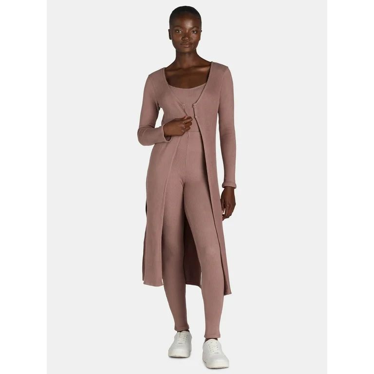 No Boundaries Duster Cardigan, Cami, and Leggings Set, 3-Piece, Women's | Walmart (US)