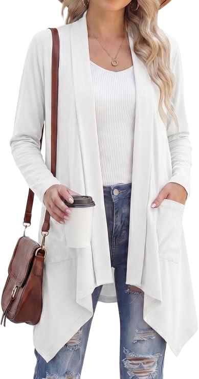 GRECERELLE Women's Long Sleeve Lightweight Cardigan Casual Open Front Draped Asymmetric Hem Cardi... | Amazon (US)