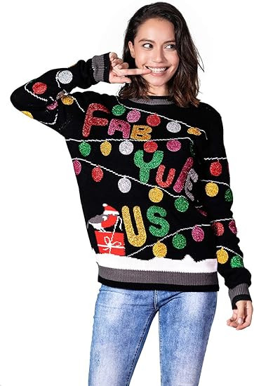 Ugly Unisex Women's Ugly Christmas Sweater Pullover - HO HO HO | Amazon (US)