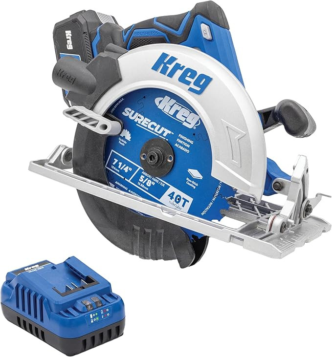 Kreg 20V Ionic Drive 7 1/4" Circular Saw, 20V Blue Ion Charger & Blue Ion 4Ah Battery Pack - Powe... | Amazon (US)