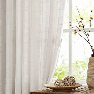 FMFUNCTEX Natural Semi-Sheer Curtains for Living Room Rich Linen Textured Look Window Curtain Dra... | Amazon (US)