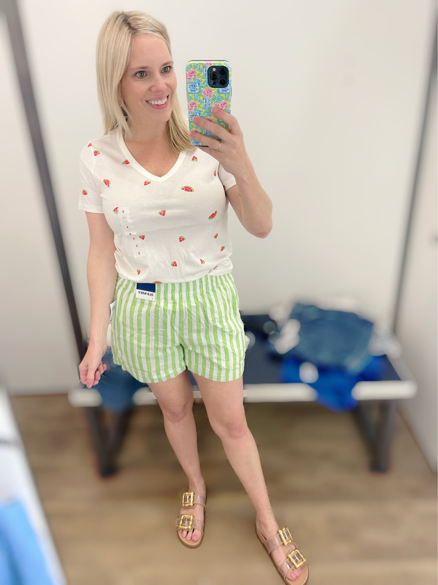 Size small striped linen blend pull on shorts & watermelon print t-shirt, print mixing, mom outfits, old navy outfits 

#LTKFindsUnder100 #LTKOver40 #LTKFindsUnder50